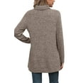 thumbnail image 6 of XPMWRP Women's Solid Color Tunic Tops Turtle Neck Long Sleeve Shirts Oversized Winter Sweaters Side Split High Low Hemline Brown XXL, 6 of 6