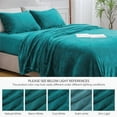 thumbnail image 7 of Flannel Sheets Twin Size Teal - Super Soft Fleece Sheets Set Fluffy Extra Plush, 3 Piece(Include Fitted Sheet, Flat Sheet, 1 Pillowcase), 7 of 7