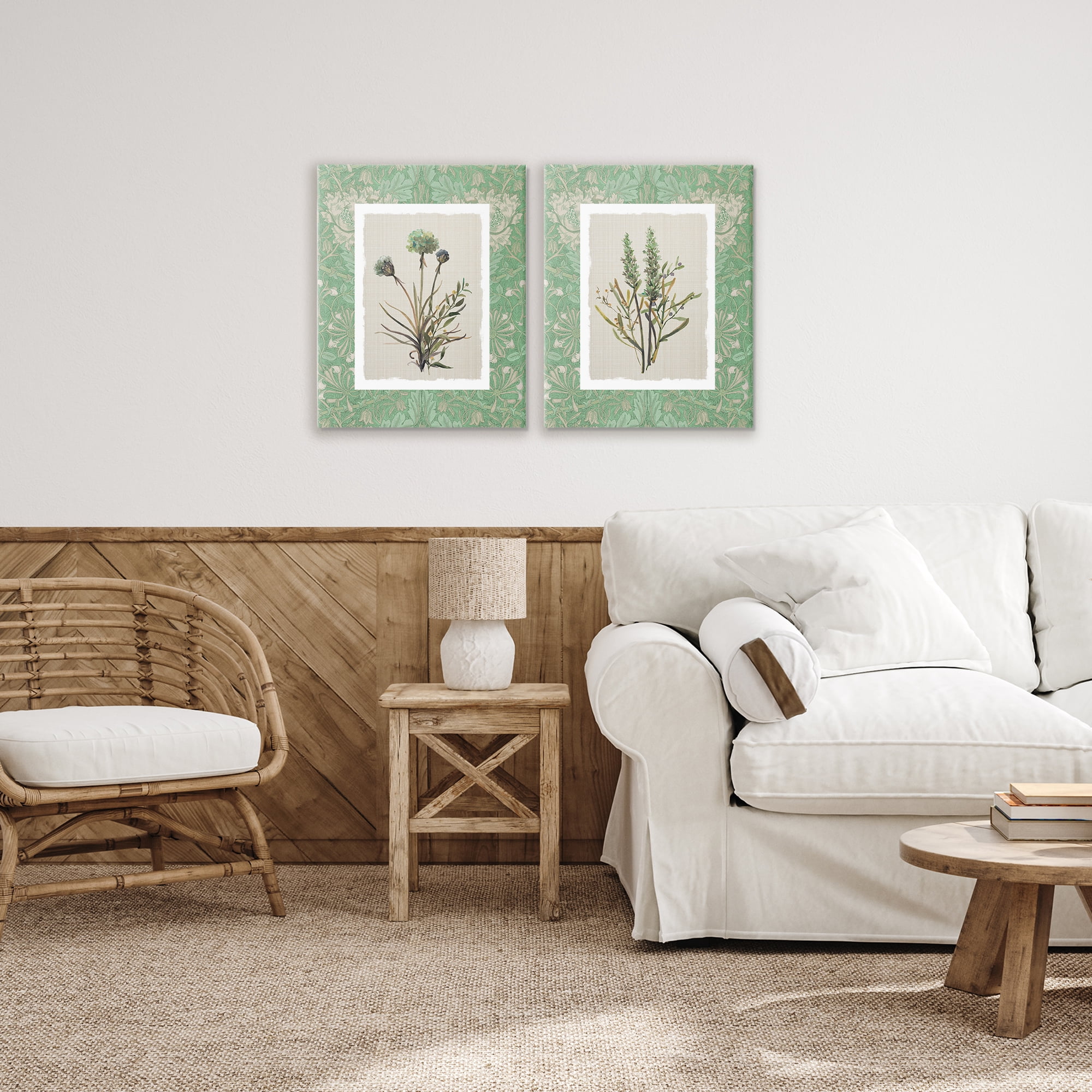 Stupell Industries Green Tone Herbal Blooms 2 Piece Canvas Wall Art Set, design by Carol Robinson