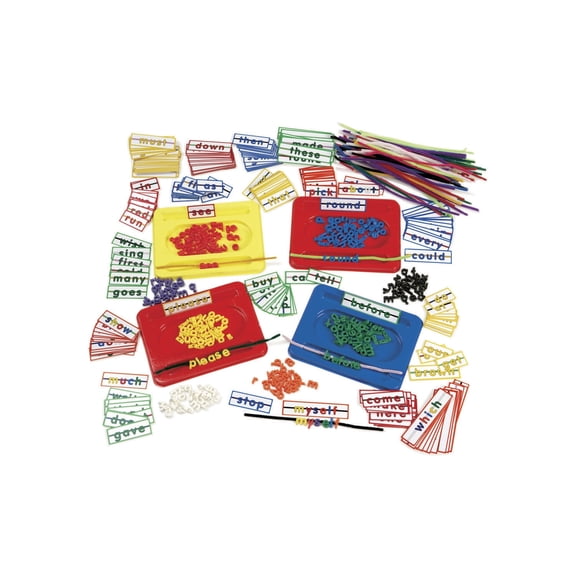 Roylco Sight Word String-Ups Learning Kit - 280 Letter Beads, 218 Word Cards & Chenille Stems for Literacy, Spelling & Fine Motor Skills, Ages 4 