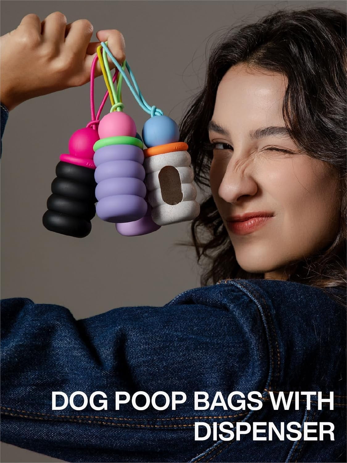 5-in-1 Adjustable Hands-Free Waist Leash for Dogs with Cake-Shaped Poop Bag Dispenser and Leak-Proof Bags for Easy Walks, Hiking, and Cleanup