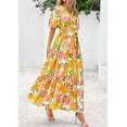 thumbnail image 7 of PRETTYGARDEN Women's Summer Maxi Dress Resort Wear Boho Floral V Neck Puff Short Sleeve Ruffle Flowy Beach Long Dresses, 7 of 7