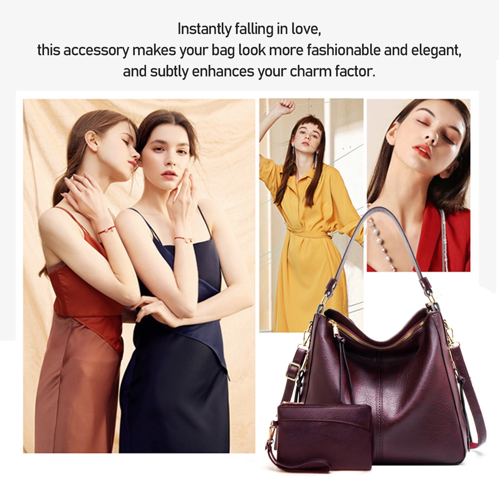 Arcticwind Shoulder Purse Handbag for Women, Hobo Tote Bags, Shoulder bag for Women, Vintage Simple style, wIth small bag & long shoulder stra, Purplish red style