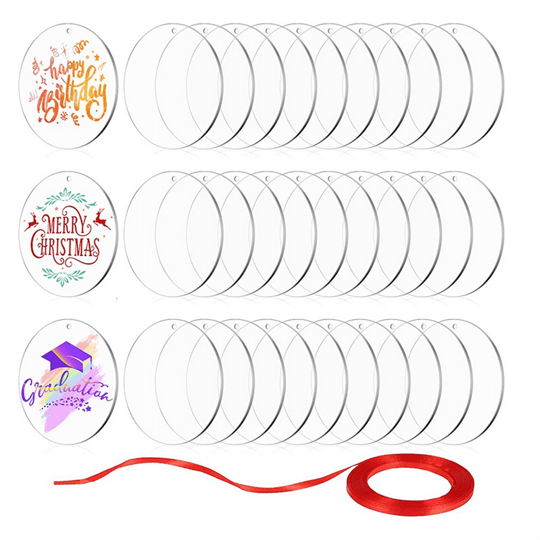 30 Laser Cut Clear Acrylic Blank Round Discs Smooth Edge Transparent  Plexiglass Circles 3/16 inch (4.5 mm) Thick with or without Holes DIY  Crafts Keychains Jewelry Gift Tags