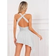thumbnail image 4 of TiaoBug Women Dance Outfit Sleeveless Cross-Back Leotard Dress Gymnastics Competition Figure Skating Dress White XXL, 4 of 7