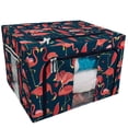 thumbnail image 1 of EREHome red flamingo dark Storage Bag Clear Window Storage Bins Boxes Large Capacity Foldable Stackable Organizer With Steel Metal Frame For Bedding,Clothes,Closets, Bedrooms, 1 of 3