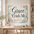 thumbnail image 5 of Grace Leads Me Faith Text with Floral Frame Serene Vintage Style for Spiritual Decor Lovers Inspirational Faith Wall Art Mother's Day Gift Tapestry Wall Hanging for Bedroom Living Room, 5 of 7