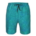thumbnail image 3 of Disketp Men's Swim Trunks Hawaiian Breathable Surf Beach Swimsuits Mesh Lining Beach Shorts with Pockets-Blue Green Glitter, 3 of 7