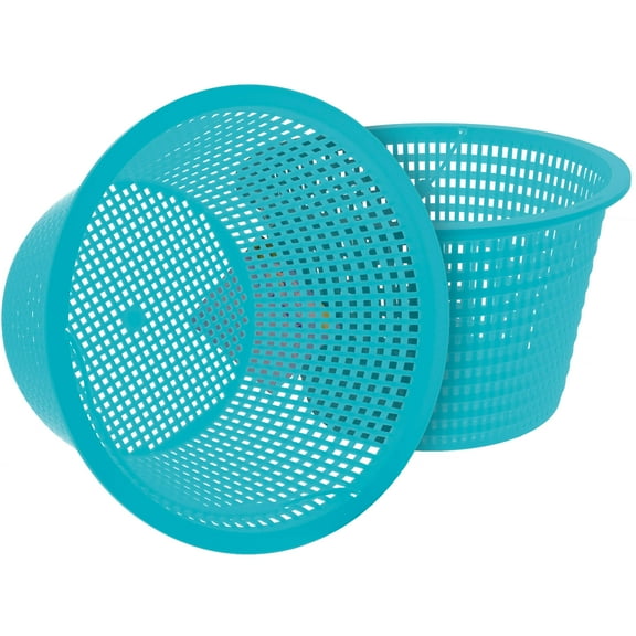 U.S. Pool Supply Swimming Pool Teal Blue Plastic Skimmer Replacement Basket (Set of 2) - Skim Remove Leaves and Debris - 8" Top, 5.5" Bottom, 5" Deep - Not Weighted