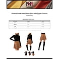 thumbnail image 2 of MixMatchy Women's Pleated Suede Mini Skater Skirt with Zipper Closure, 2 of 6