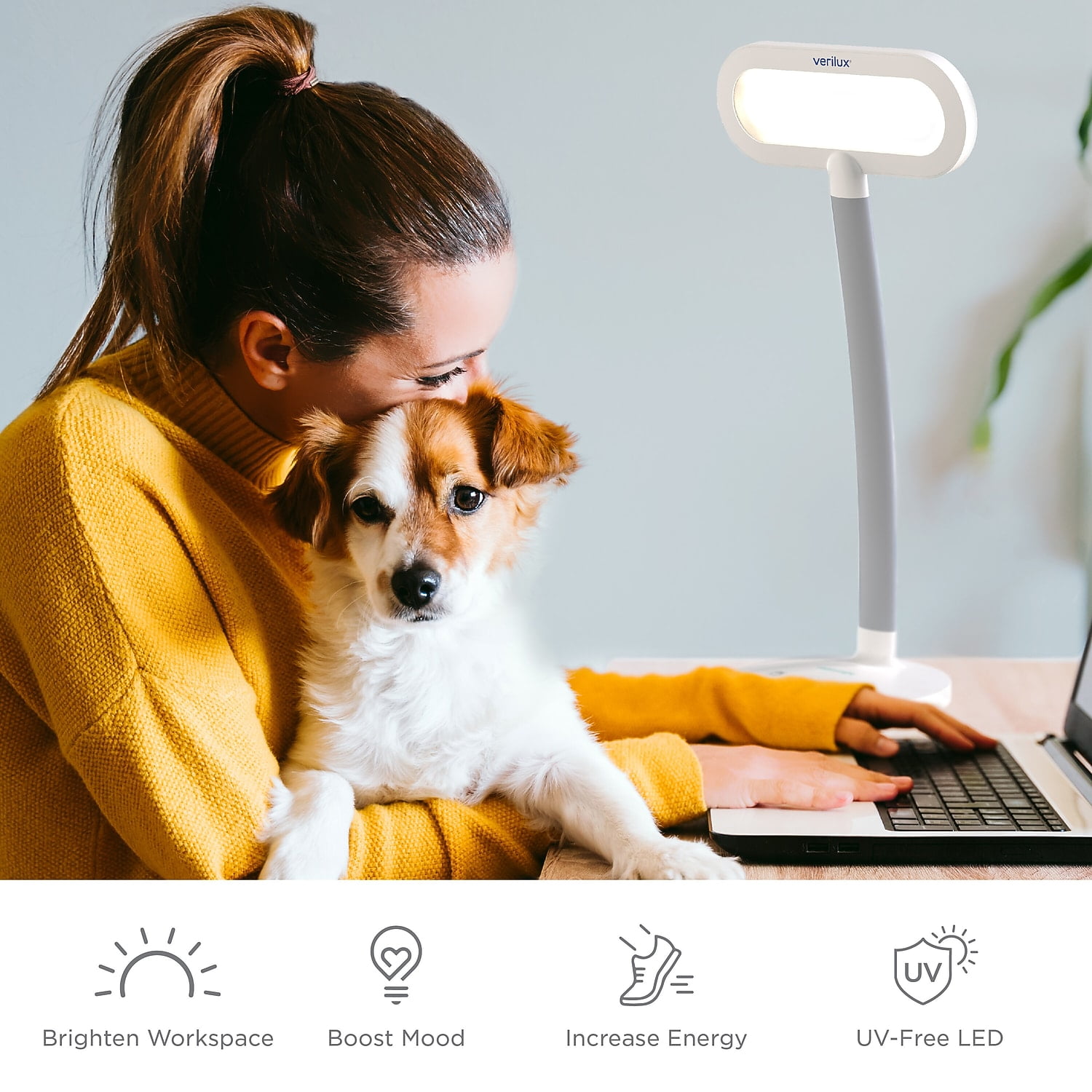 Verilux HappyLight Duo 2-in-1 Light Therapy & Desk Lamp White (VT37WW1)