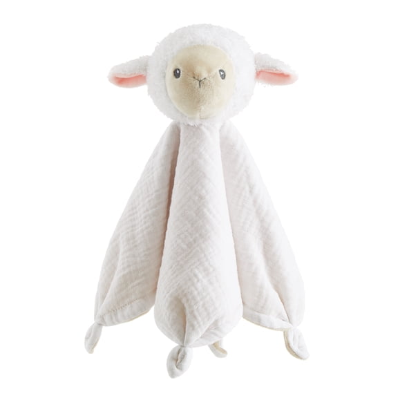 Little Nest 2-Piece Lamb Muslin Blanket and Dot Velour Lovey Set
