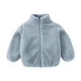 thumbnail image 1 of Bouanq - Ropa para bebé niña, chaqueta con forro polar Sherpa, abrigo de invierno grueso y cálido de color sólido con cremallera, 1 of 5