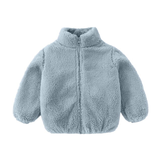 Bouanq - Ropa para bebé niña, chaqueta con forro polar Sherpa, abrigo de invierno grueso y cálido de color sólido con cremallera