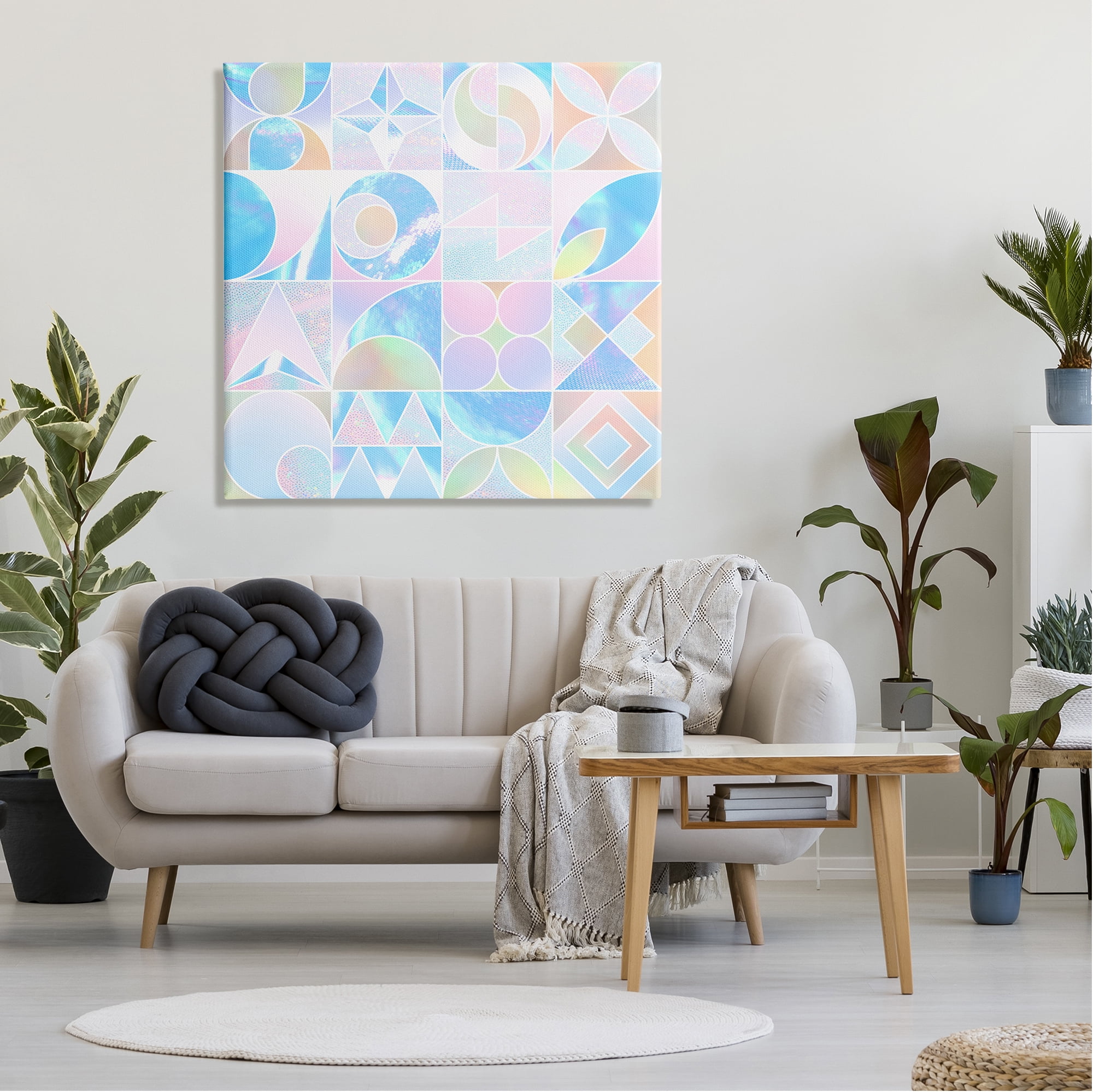 Stupell Industries Geometric Pastels Varied Shapes Abstract Painting Gallery Wrapped Canvas Print Wall Art, 36 x 36