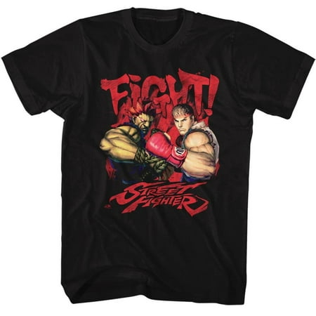 Street Fighter FIGHT! Medium Cotton T-shirt Black Adult Men's Unisex Short Sleeve