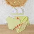 thumbnail image 5 of Girls 3 Piece Swimsuit Set Floral Print Backless Halter Neck Beach Swimwear Cute Bathing Suits for Girls Size 7-16 Years, 5 of 7
