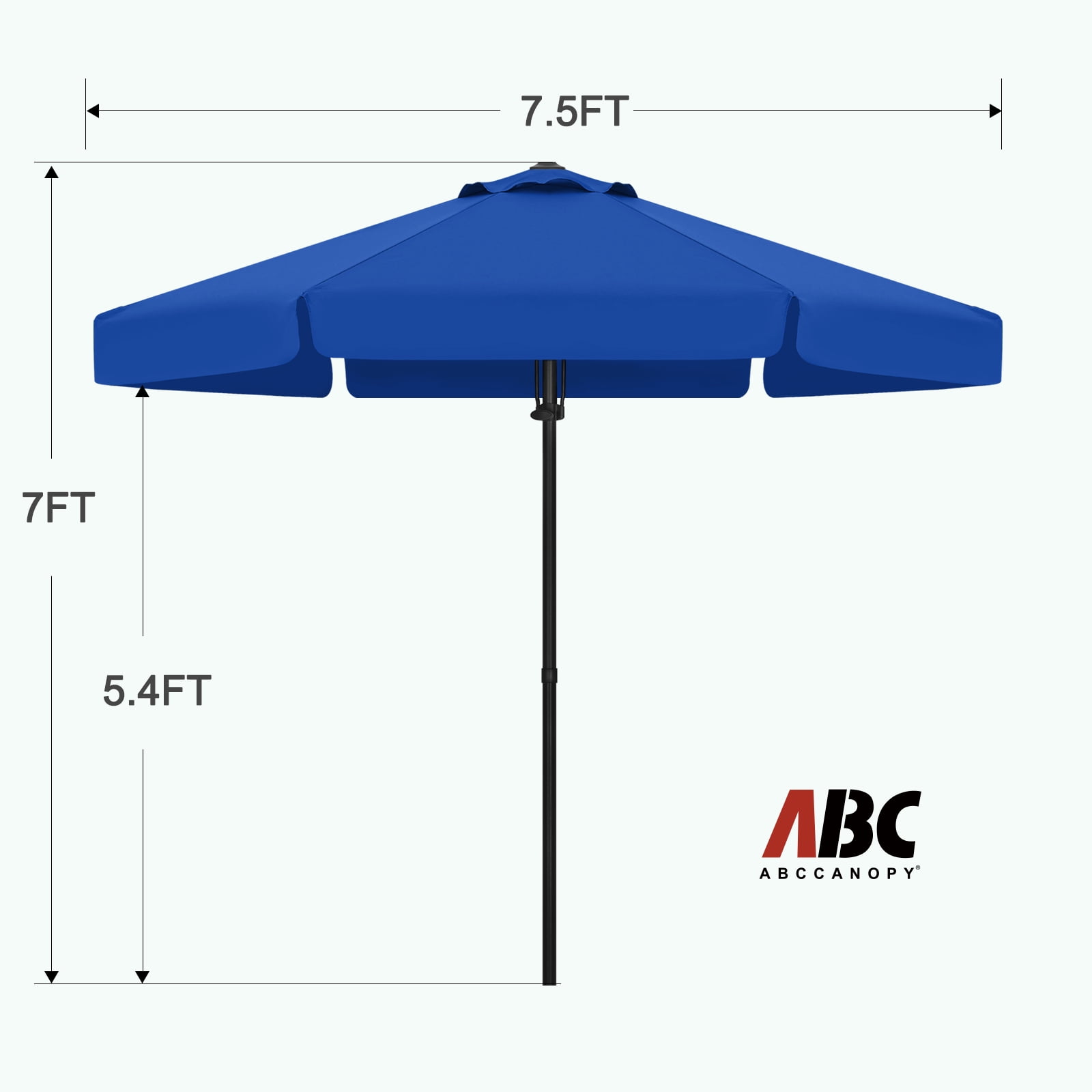 ABCCANOPY 7.5ft Outdoor Market Hand Push Patio Umbrella With Hanging Edge,12+Colors, Blue