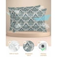 thumbnail image 2 of Hokiten King Size Pillow Cases Set of 2, Pillow Covers for Bed, Boho Floral Satin Pillowcases with Zipper for Hair/Skin, Pillow Protector Cover, Retro Teal Blue Flower Vintage 20x36 Inches, 2 of 6
