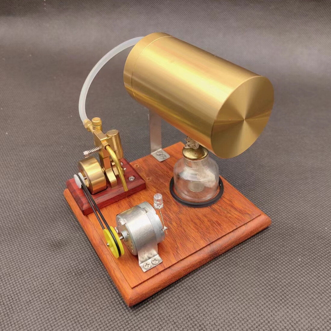 Steam Engine Model Kit That Works, Mini Oscillating Steam Engine and Generator, Steam-Powered Electricity Generator with Boiler & LED Light for Physics Science Experiment Demonstration