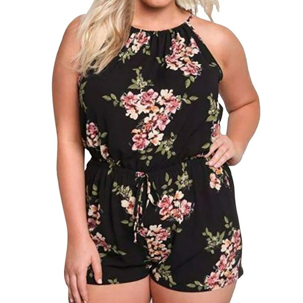 Plus size sale black romper shorts