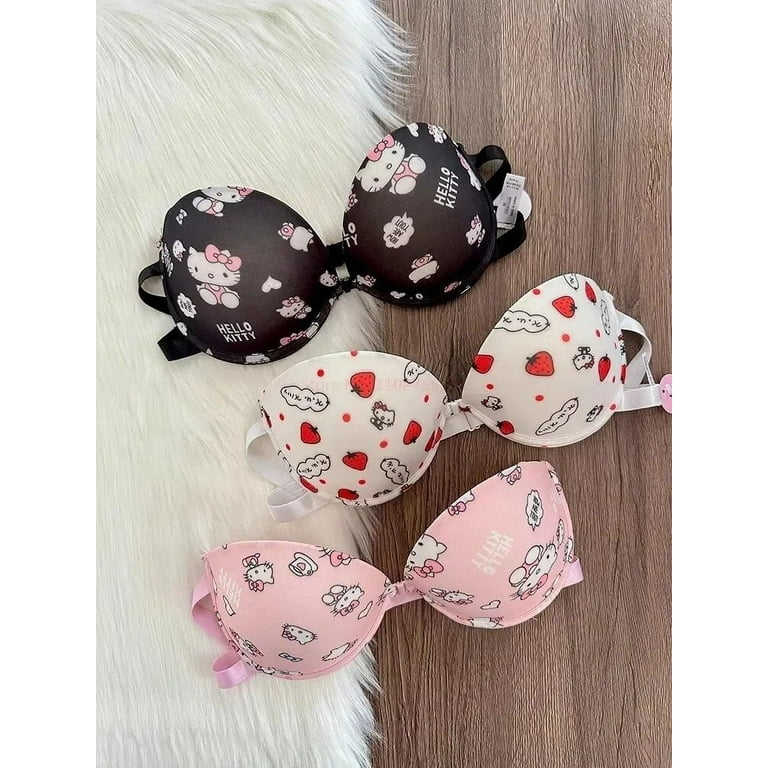 Sanrio Hello Kitty Bra Set Sweet Underwear Panties And Bra Set Push-up Bra  Comic Underwear Sexy Pure Desire Kawaii Bra Girl Gift 