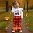 thumbnail image 3 of Younger Tree Baby Halloween Outfits Toddler Girl Long Sleeve Pumpkin Romper Top Pants with Headband Clothes Set for 6-12 Months, 3 of 9