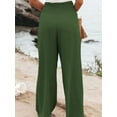 thumbnail image 3 of Women Pants Wide Leg High Waisted Palazzo Pants Summer Flowy Beach Lounge Casual Trousers with Pockets Green XL, 3 of 4