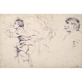 thumbnail image 2 of Santiago Rusiñol 14x11 Gold Ornate Wood Frame and Double Matted Museum Art Print Titled - Study of Children and Figures of Men (circa 1883), 2 of 4