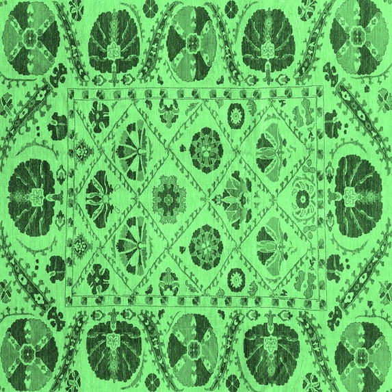 Ahgly Company Indoor Square Abstract Emerald Green Modern Area Rugs, 5' Square