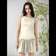 thumbnail image 5 of Vestido Mini Plisado Sin Mangas para Mujer, Corte A, Color Liso, Cuello Redondo, Cintura Ceñida, Lazo y Cremallera en la Espalda Beige L, 5 of 10