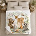 thumbnail image 5 of Woodland Animal Gathering Scene Forest Friend, Rustic Camping Scene, Warm Flannel Blanket for Cabin and Lodge, Outdoor Lovers Friendship Gift, Artistic Home Decor, 5 of 9