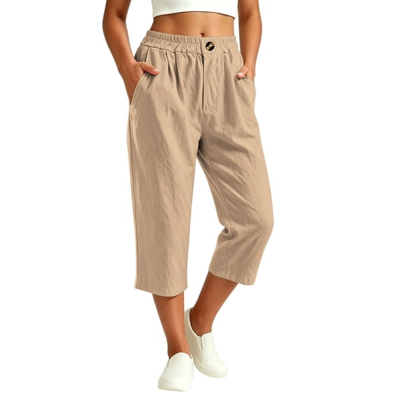 Luvrsol Plus Size Womens Capris Wide Leg Cropped Pants with Pockets High Waist Relaxed Fit S-3XL