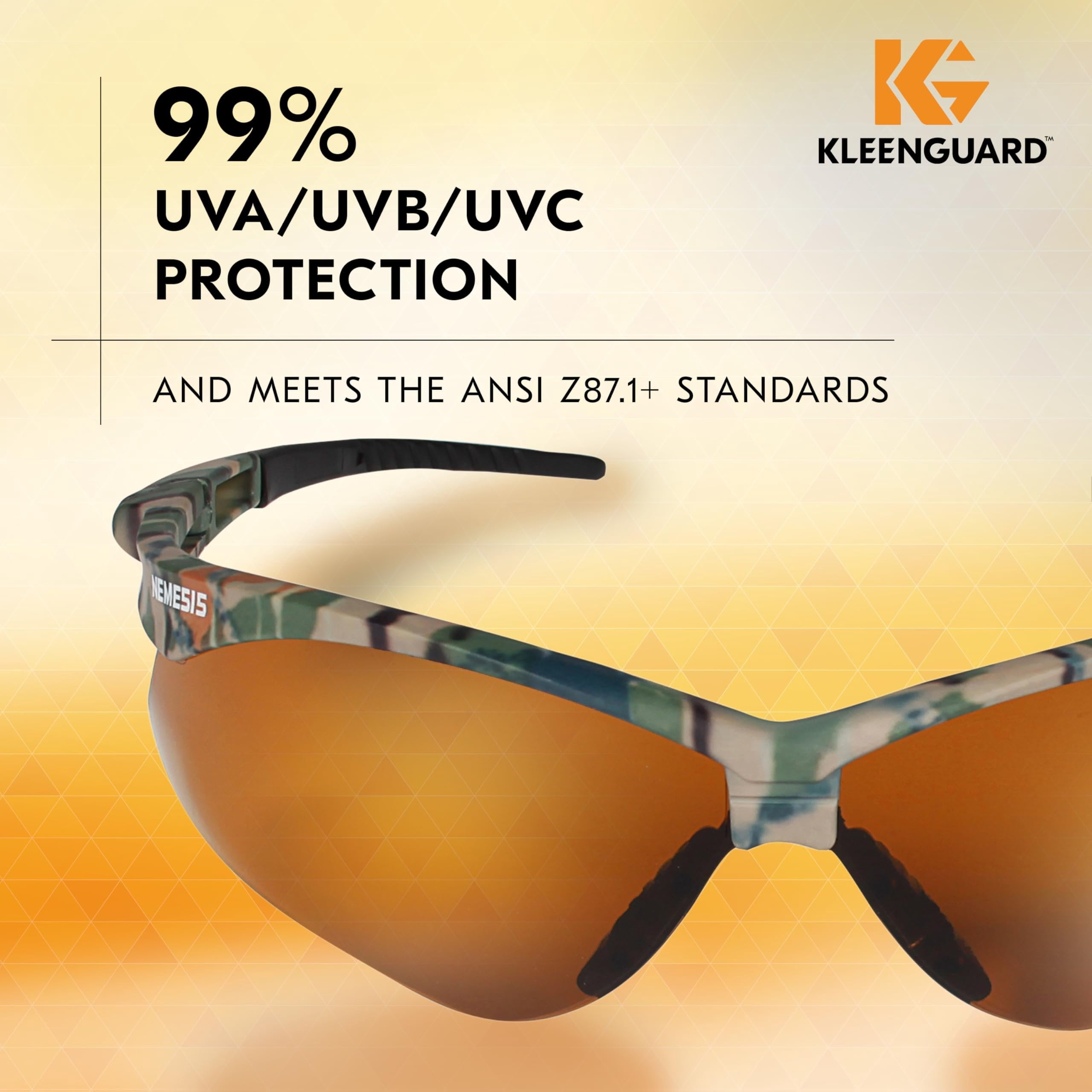 KLEENGUARD V30 Nemesis Safety Glasses 19644, Bronze Lenses with Camo Frame, 12 Pairs / Case