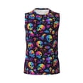 thumbnail image 6 of Lsque rainbow color Skull mushroom Print Men's Cotton Blend Sleeveless Muscle Shirts (S-3XL)- Moisture Wicking, Odor Protection, UPF 30+,XX-Large, 6 of 8
