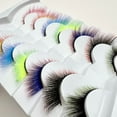 thumbnail image 4 of Pestañas postizas cortas de siete colores en degradado de ojos de gato para maquillaje de escenario navideño, 4 of 5