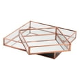 thumbnail image 4 of Koyal Wholesale Rose Gold Glass Mirror Square Trays Vanity Set of 2, Decorative Mirrored Trays for Coffee Table, Bar, 4 of 5