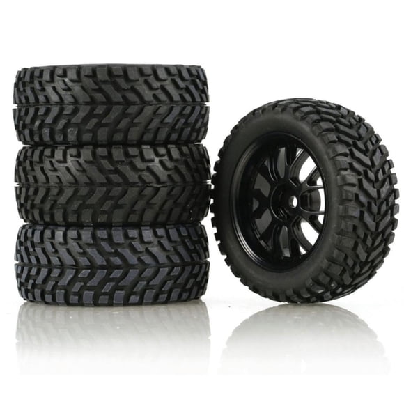 Durable Rubber RC Buggy Tires Set – 4-Pack 75mm Deep Step Wheels, 12mm Hex Hub, Foam Inserts, Enhanced Traction, Compatible with 1/14 & 1/16 RC Cars, Trucks, Wltoys 144001