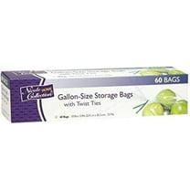 Gallon Size Plastic Food Storage Bags w/ Twist Ties 60CT BUNDLE (PACK OF 1)