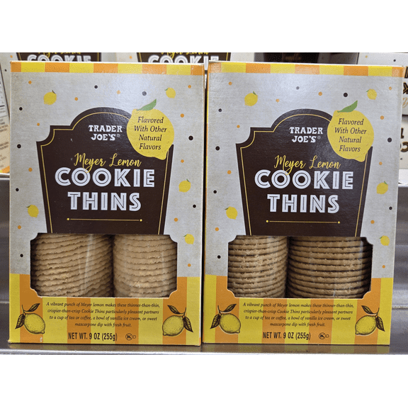 Trader Joe's Meyer Lemon Cookie Thins 9oz 255g (2 Boxes)
