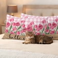 thumbnail image 3 of Pink Tulip Flower Outdoor Pillow Covers Pack of 2 Hello Spring Floral Buffalo Plaid Wood Waterproof Throw Pillow Covers Decorative Cushion Cases for Patio Garden Tent Balcony Couch 20x12 inch, 3 of 9