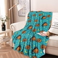 thumbnail image 2 of Halloween Black Cats with Pumpkins Round Blanket,Comfortable Soft Flannel Throw Blanket,All Season,Warm Lightweight Blankets for Sofa Bed Couch Living Room Chair 47"x47", 2 of 5