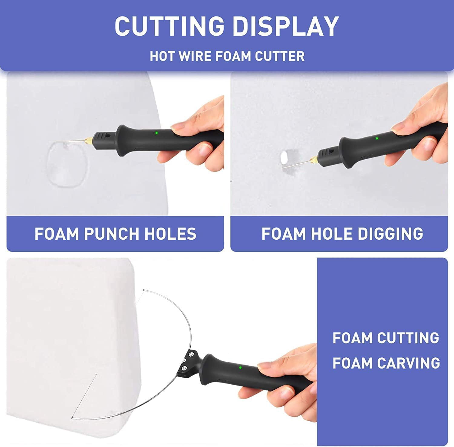 [18W three-in-one electric foam cutting pen set] 10 seconds fast heat 150℃ | Stainless steel material | smooth cutting without debris | advertising characters / models / DIY craft tools |