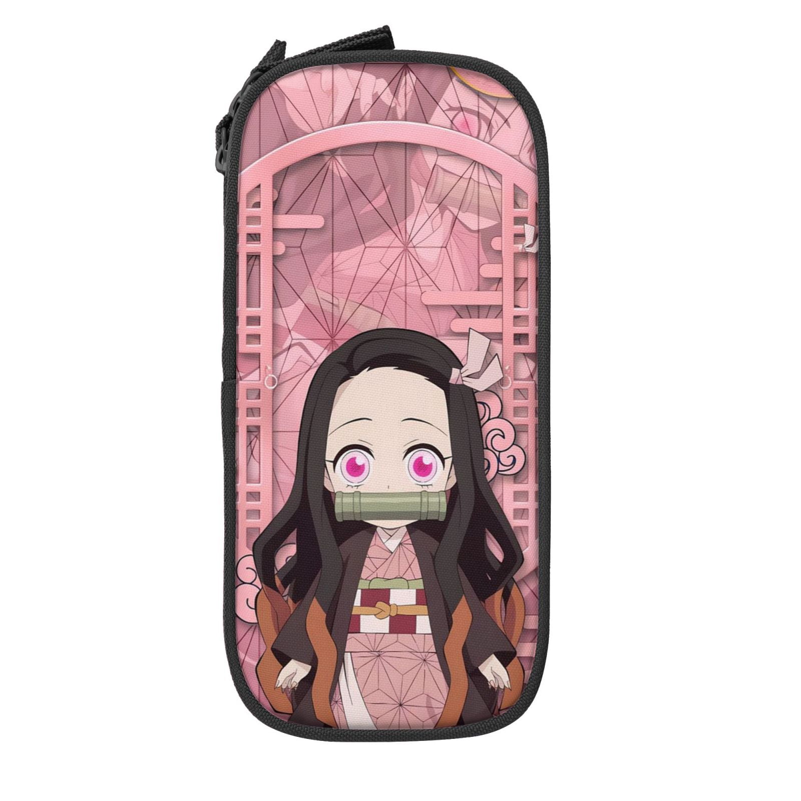 Kamado Nezuko Pencil Case Large Capacity Pencil Pouch Pen Bag Office Stationery Organizer Travel Makeup Bag Black