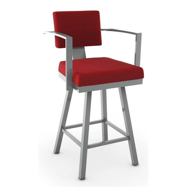 Amisco Tabouret de Comptoir Pivotant en Polyester 26.25 Pouces Rouge/gris Brillant