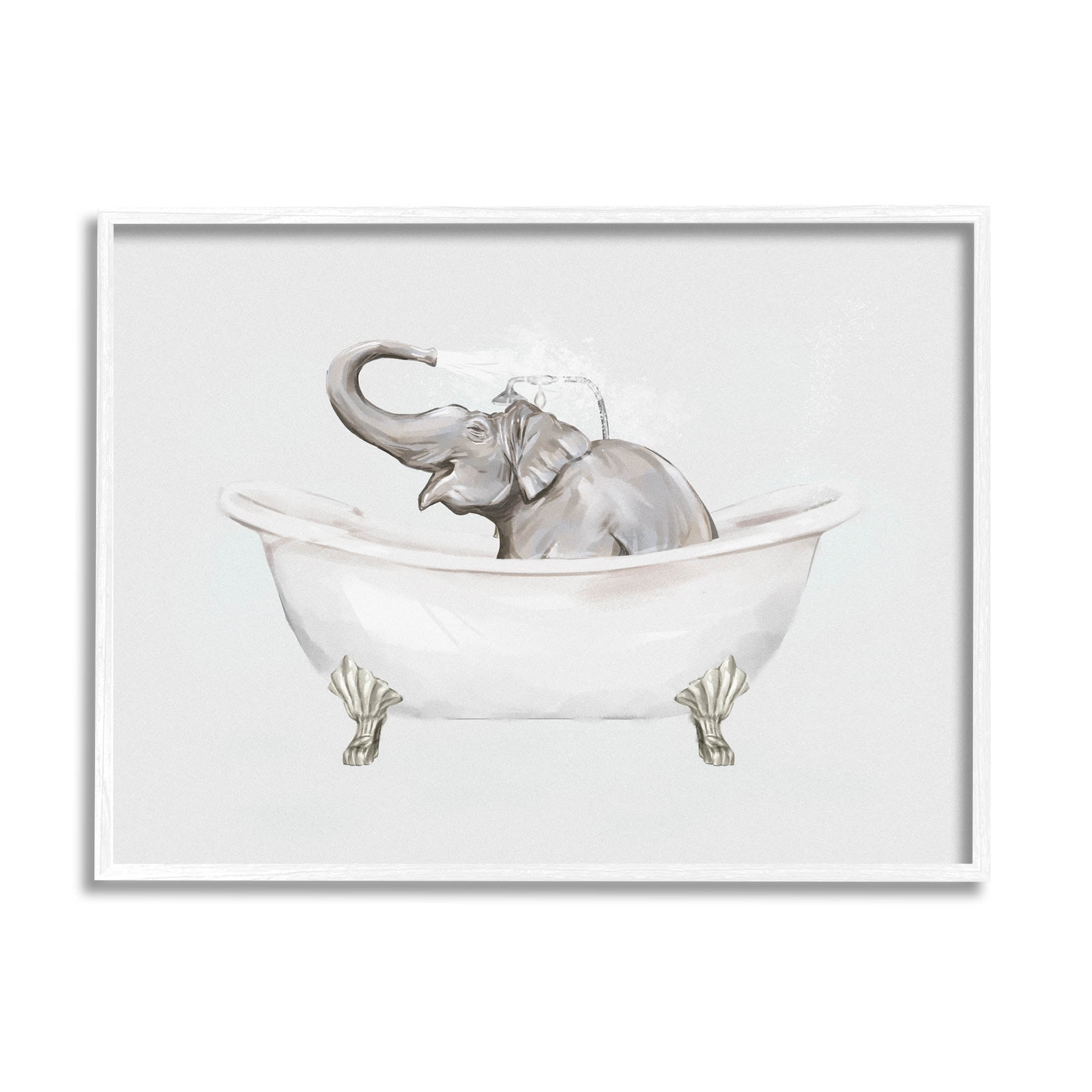 Happy Elephant Splashing Bathtub Animals & Insects Graphic Art White ...