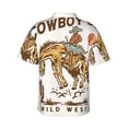 thumbnail image 3 of Balery Cowboy Up Vintage Wild West Print Men's Hawaiian Shirts Short Sleeve Beach Shirt Relaxed Fit Vacation Button Down Shirts-Small, 3 of 9
