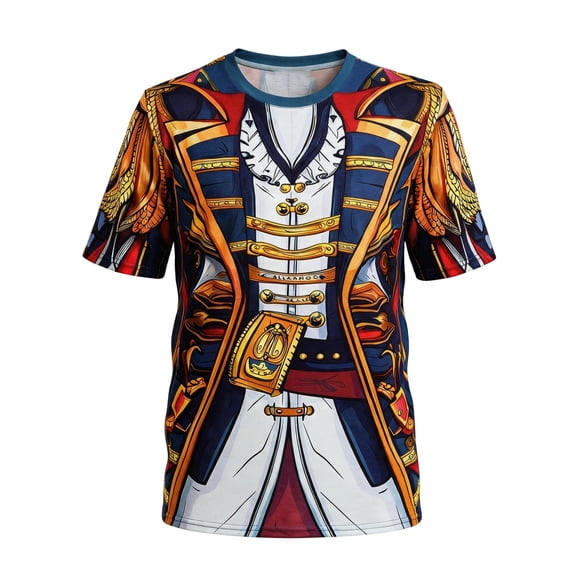 Evdexr Men's Pirate Shirt Funny Halloween Graphic Costume Short Sleeve Crew Neck T-Shirt L