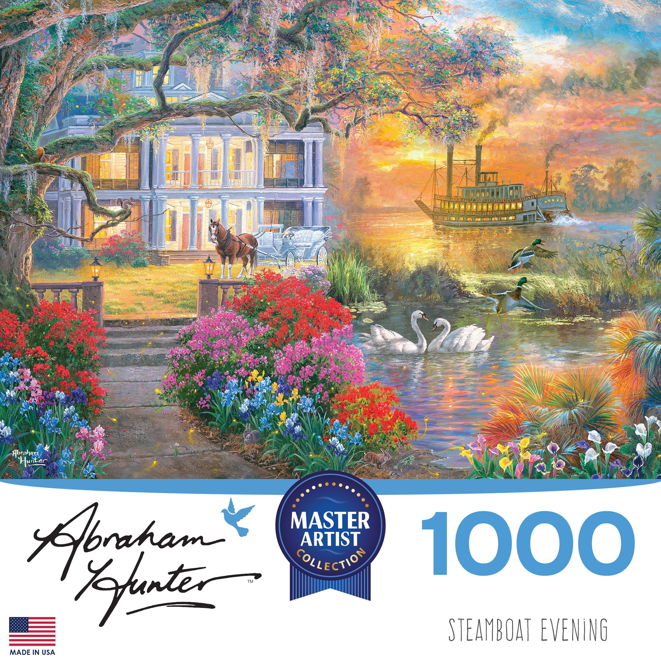 RoseArt - Abraham Hunter 1000-Piece - Steamboat Evening- Adult Interlocking Puzzle