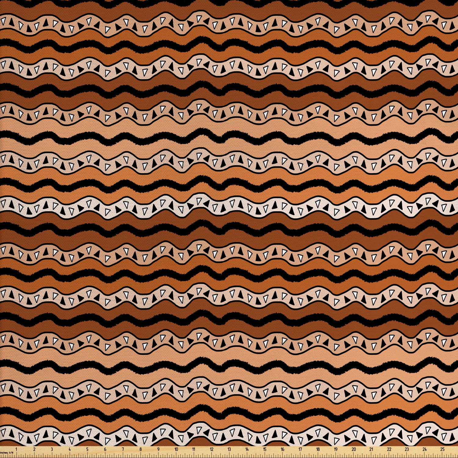 Zambia Fabric by The Yard, Tribal Pattern with Wavy Lines Geometric
